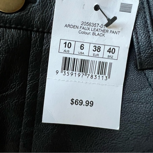 NWT Cotton On High Rise Arden Black Faux Leather Women Pants Size 6 - Picture 5 of 12